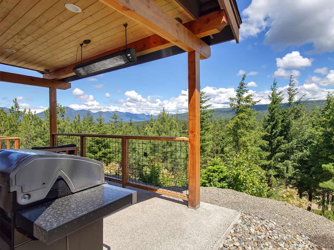 Electric Infrared CF Heater above BBQ and outdoor kitchen